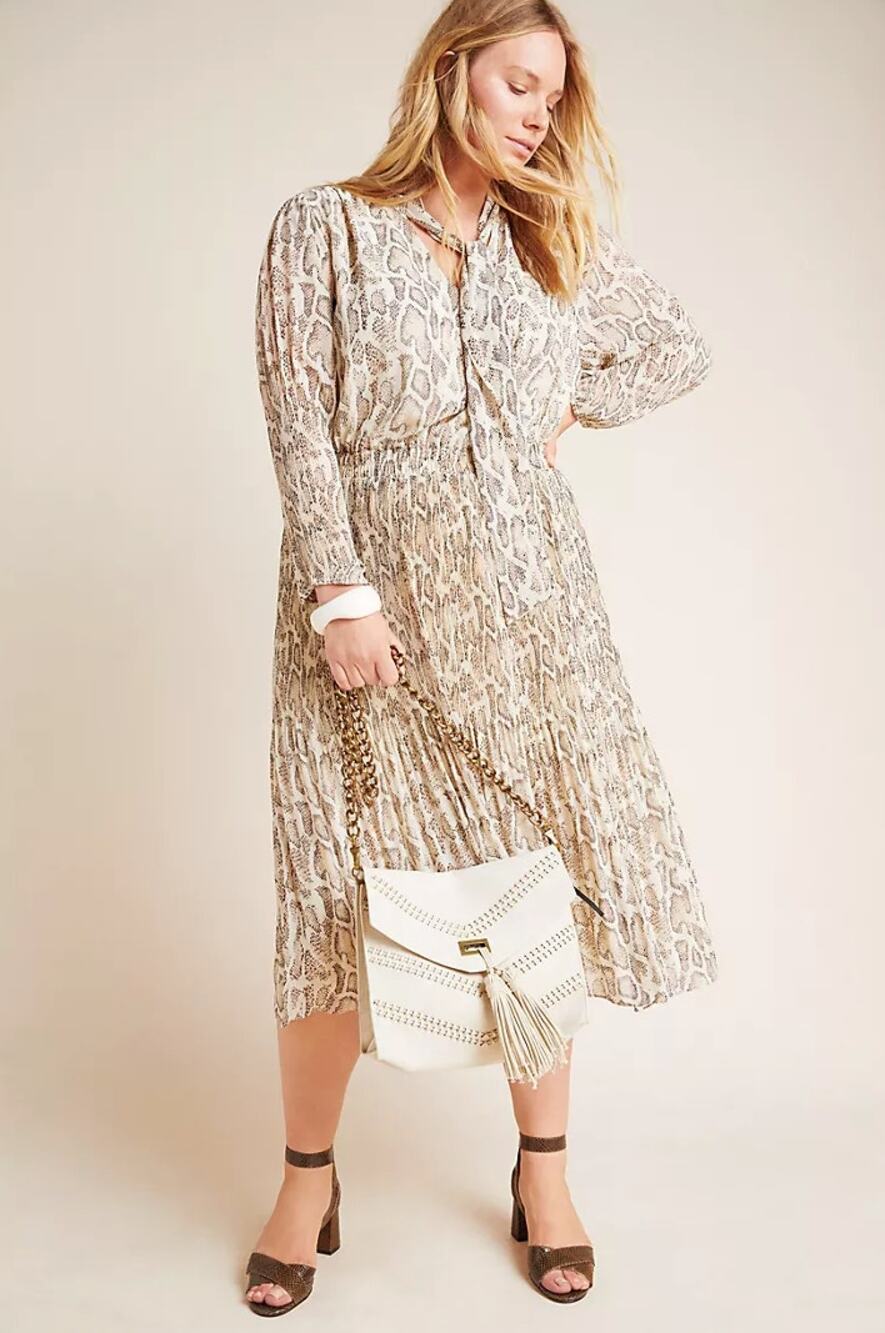 ANTHROPOLOGIE x CURRENT AIR Olivia Snake Printed Midi Dress Sz 3X $138 {3D32}